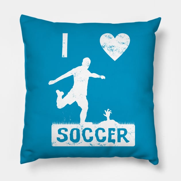 I Love Soccer soccer player Pillow by Lomitasu