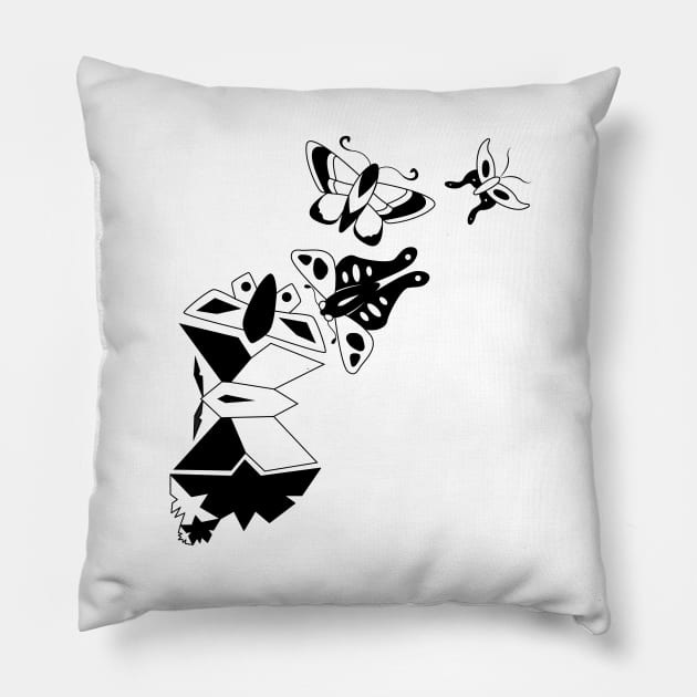 Evolution (Black and White) Pillow by AlexMathewsDesigns