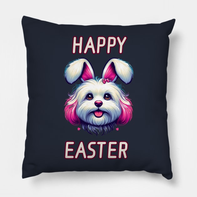 Maltipoo Easter Bunny Pillow by BukovskyART