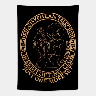 Sisyphean Task Weightlifting Club - Greek Mythology, Gym Meme, Bodybuilding Tapestry