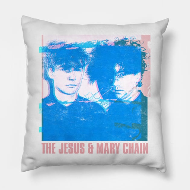 The Jesus & Mary Chain - - - Glitch Style Fan Art Pillow by unknown_pleasures