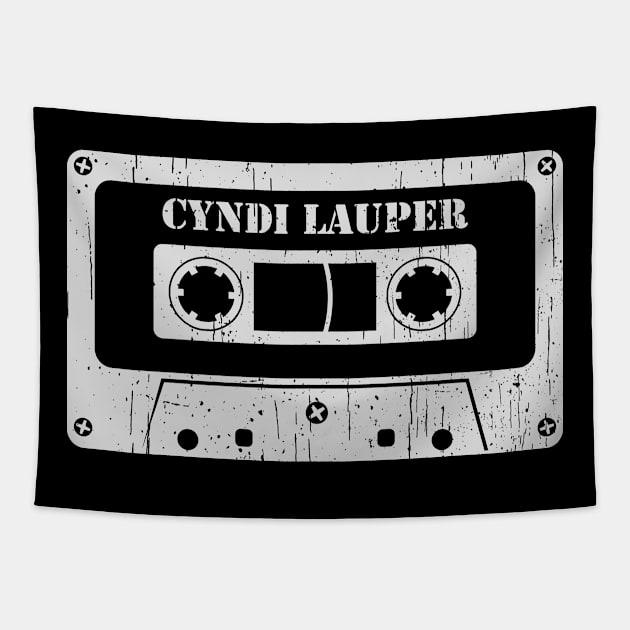 Cyndi Lauper - Vintage Cassette White Tapestry by FeelgoodShirt