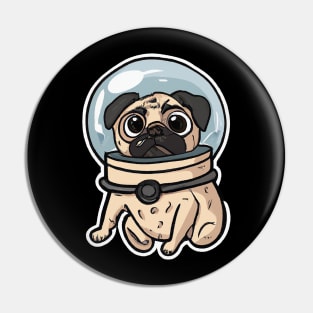 Astronaut Pug Dog Lover Puppy Retro Pin