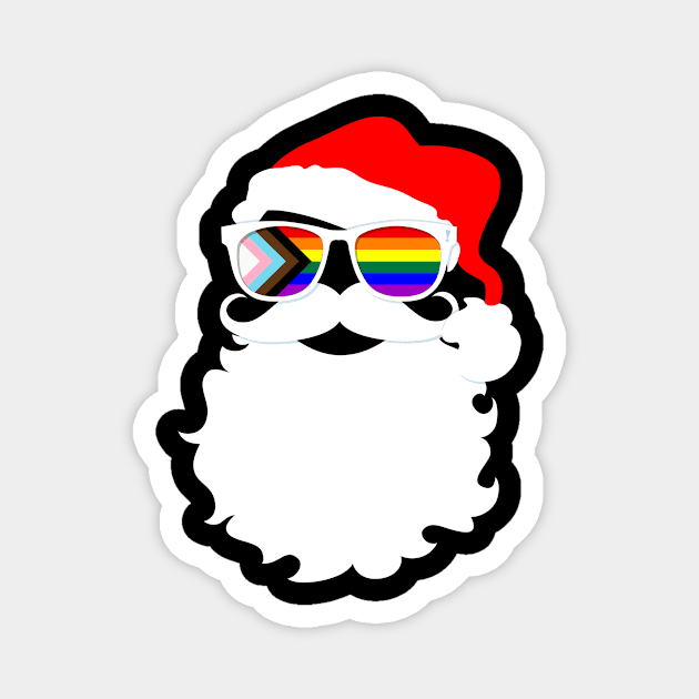 Santa Claus LGBTQ Progress Pride Flag Sunglasses Magnet by wheedesign