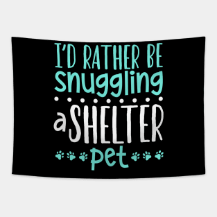 Snuggling a shelter pet - Animal shelter worker Tapestry