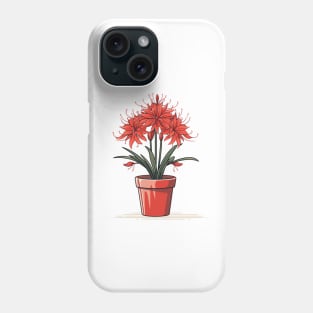 Red Spider Lily lycoris radiata in the pot in vector style Phone Case