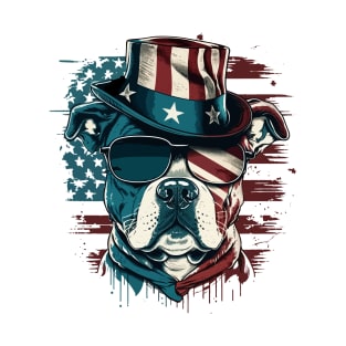 Patriotic Staffordshire Pit Bull Independence Day 4th of July T-Shirt