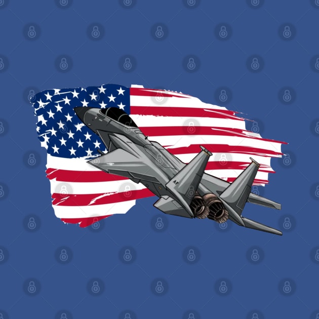 American Flag Usa Airplane Jet by Cika Ciki