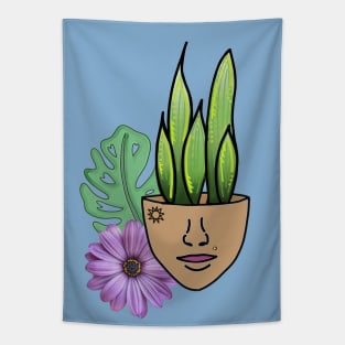 Surreal Sansevieria, Snake Plant & Swiss Cheese Leaf Tapestry