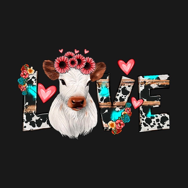 Floral Calf Love Cow Print Western Valentines Day Calf Mom by jadolomadolo