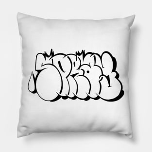 Graffiti Style "SPRAY" Bombing Letters - black Pillow