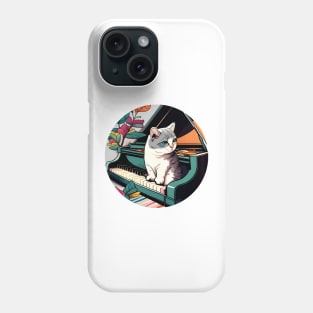 Cute Cat Kitty Playing Keyboard Piano Funny Player Phone Case