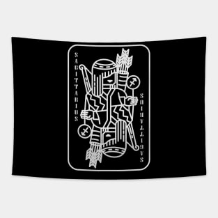 Sagittarius Zodiac horoscope line art playing card style Tapestry