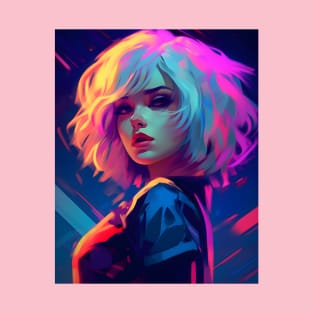 Beautiful comic style neon blonde girl T-Shirt