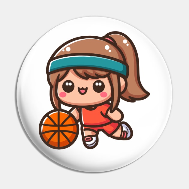 Kawaii Girl Basketball Player Pin by Etopix