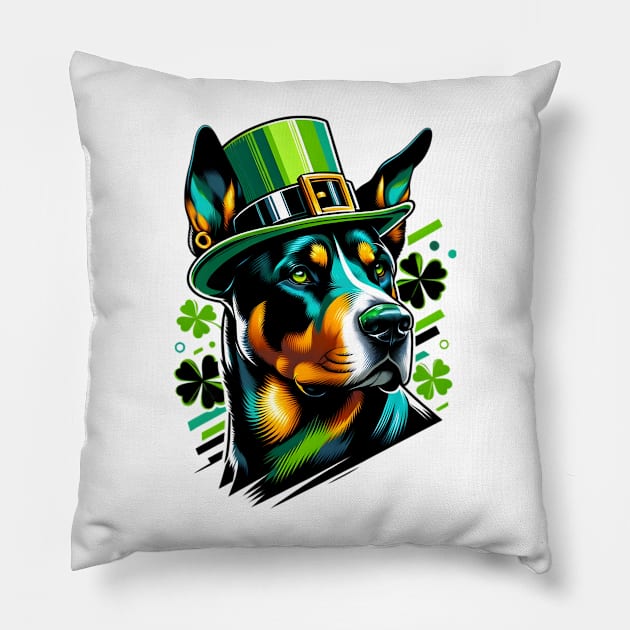 Deutscher Wachtelhund Celebrates Saint Patrick's Day Pillow by ArtRUs