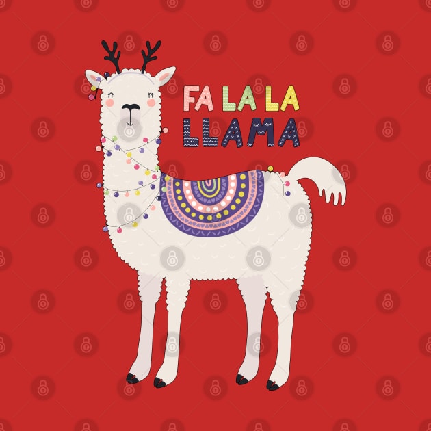 Fa La La La Llama Cute Funny Christmas Design by PsychoDynamics