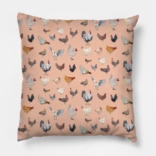 Chicken Happy pattern in rosegold Pillow