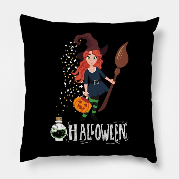 Magic Witch Tarot cards Beware potion witchy Witchcraft astrology Halloween Pillow by BoogieCreates