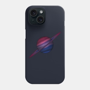 Planet and Rings in Bisexual Pride Flag Colors Phone Case