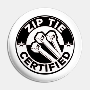 Zip Tie Certified Sticker Funny Technician Mechanic Electrician Construction Pin