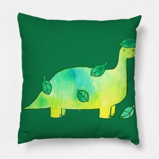 Leaf Dinosaur Watercolor Pillow