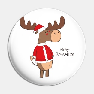 Merry Christmoose, Funny Cute Christmas Moose Pin