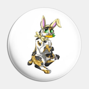 Bobtail BunnyCat: Calico Tabby (Yellow) Pin