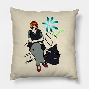 Art School Girl - Blue Daisy Emporium Pillow