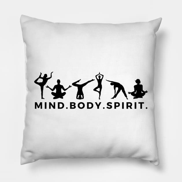 Mind. Body. Spirit. Pillow by BRIJLA