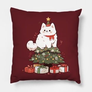 Funny Christmas Tree Cat Pillow