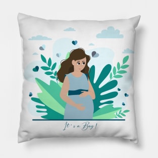 it's a boy! Pregnancy announcement illustration Pillow