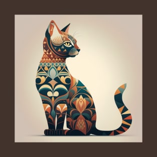 Ornate Cat Silhouette T-Shirt