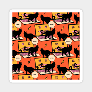 404 Error Laptop Black Cat Pattern in orange Magnet