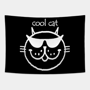 cool cat (white outline) Tapestry