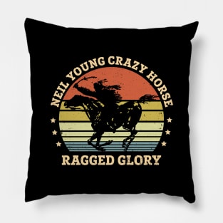 Young And Crazy Horse Ragged Glory Vintage Pillow