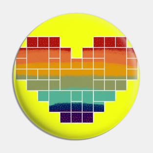 Rainbow polka-dot heart pixel shape.  Editable Pin