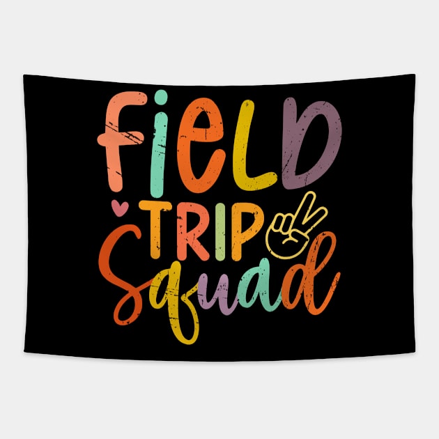 Smile Face Field Trip Squad Retro Groovy Field Day 23 Hippie Tapestry by KRMOSH