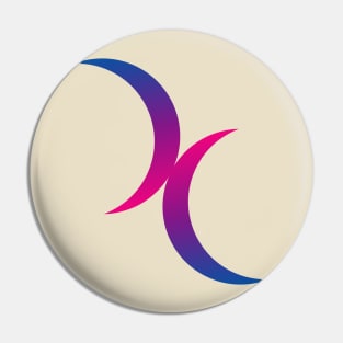 Double Crescent Moon Bisexual Pride Symbol Pin