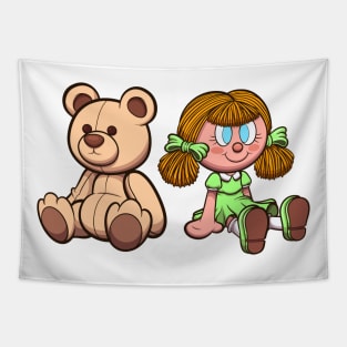 Teddy Bear And Doll Tapestry