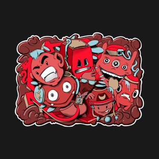 Red and Blue graffiti cartoon characters T-Shirt