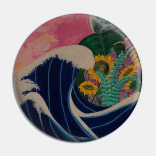 Waves engulfing sunflowers and the Moonlight Pin