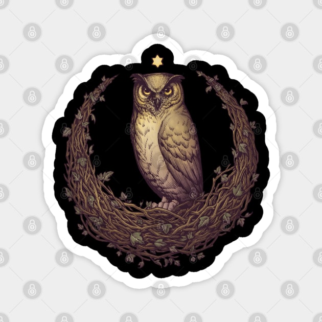 Owl Hedera Moon Magnet by Medusa Dollmaker