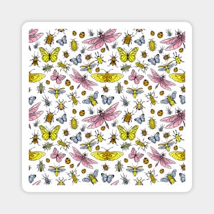 Pretty bugs, butterflies and dragonflies pattern Magnet