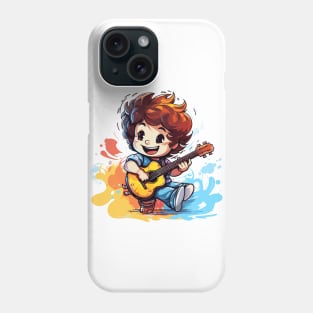 happy kid playing a guitar v4 Phone Case