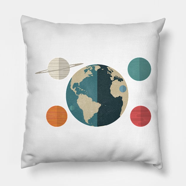 Earth and other planets Pillow by Designuper