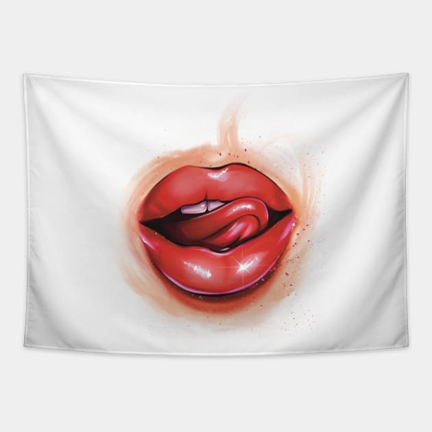 Sweet kiss lips Tapestry by Kartmari