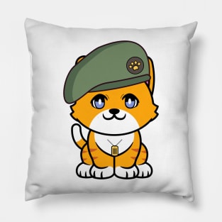 Green Beret orange cat Pillow