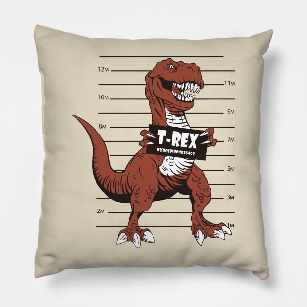 T-Rex Measure-up Cartoon Pillow by WorldDinosaurs