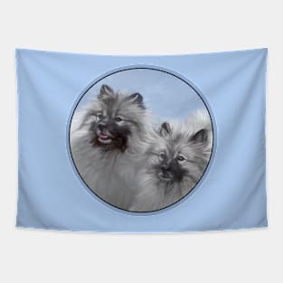 Keeshond Pair of Kees Painting Original Animal Art Tapestry